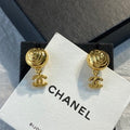 CHANEL Marina Seashell Gold Stud Earrings