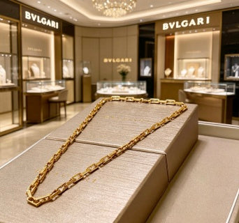 Bvlgari Gold Geometric Chain Necklace – Elegant Luxury Jewelry