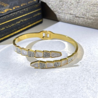 Bvlgari Gold Geometric Diamond Cuff Bracelet – Elegant Luxury Jewelry