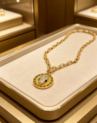Bvlgari Gold Medallion Statement Necklace – Elegant Luxury Jewelry