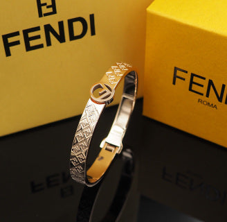 FENDI Engraved FF Heritage Cuff Bracelet